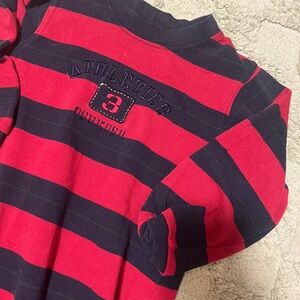 Vintage OshKosh B'gosh Red and Navy Striped Romper
